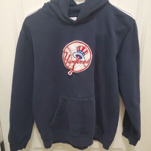 Majestic Blue NY Yankees Pullover Embroidered Hoodie Boys 14/16